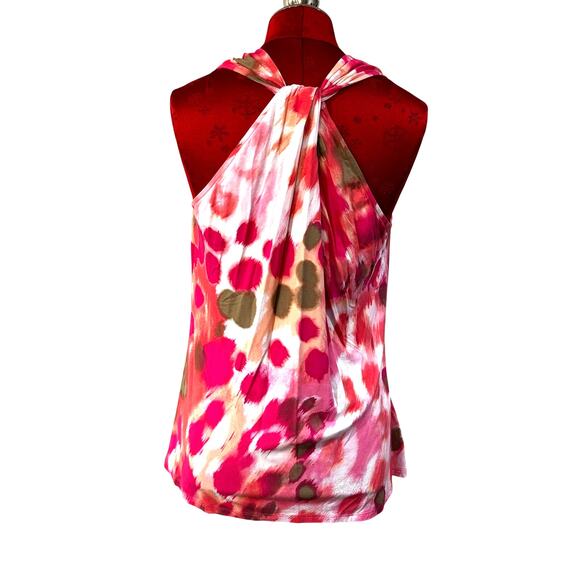 Tommy Bahama size M watercolor halter top popover racer back pink orange gold - Picture 3 of 7